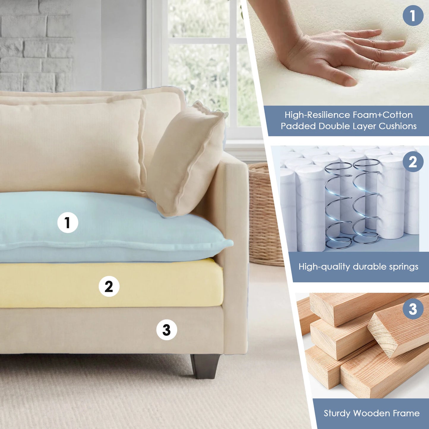 Modular Sectional Sofa with Cloud Comfort and Flexible Layout