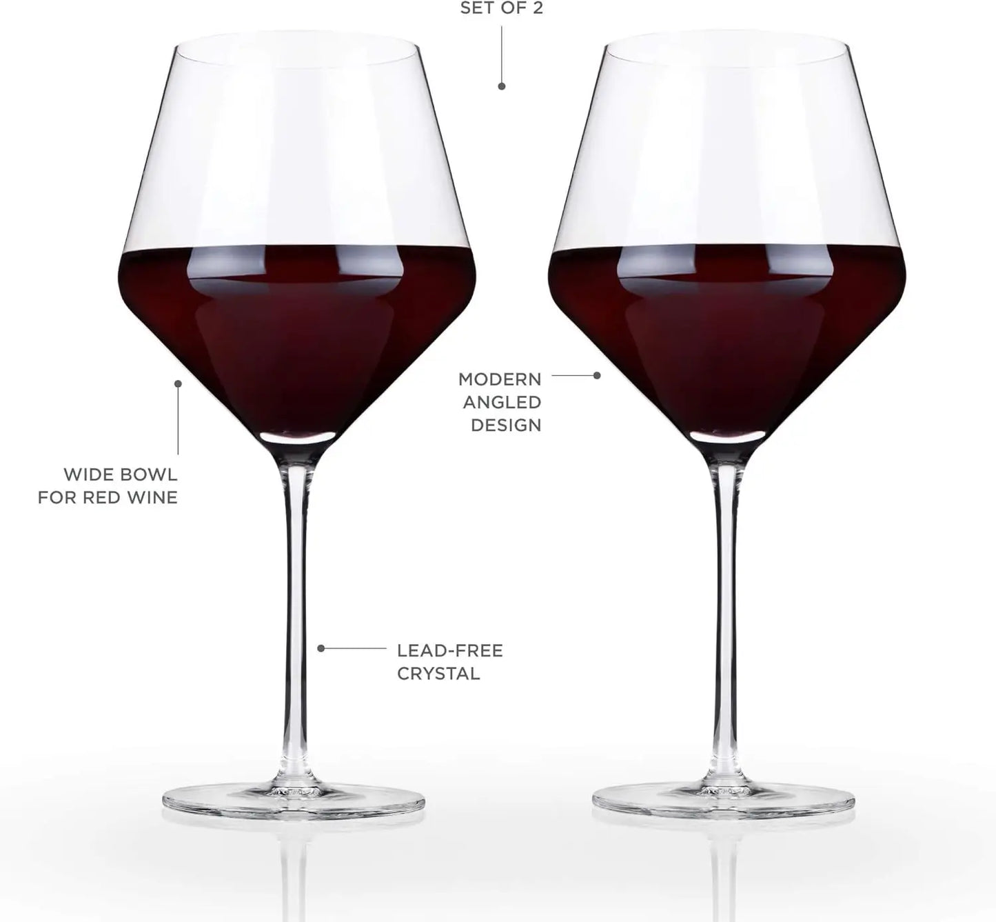 Angled Crystal Red Wine Glasses (Set of 4)