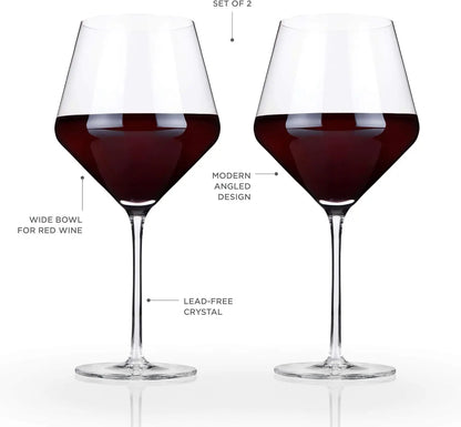Angled Crystal Red Wine Glasses (Set of 4)