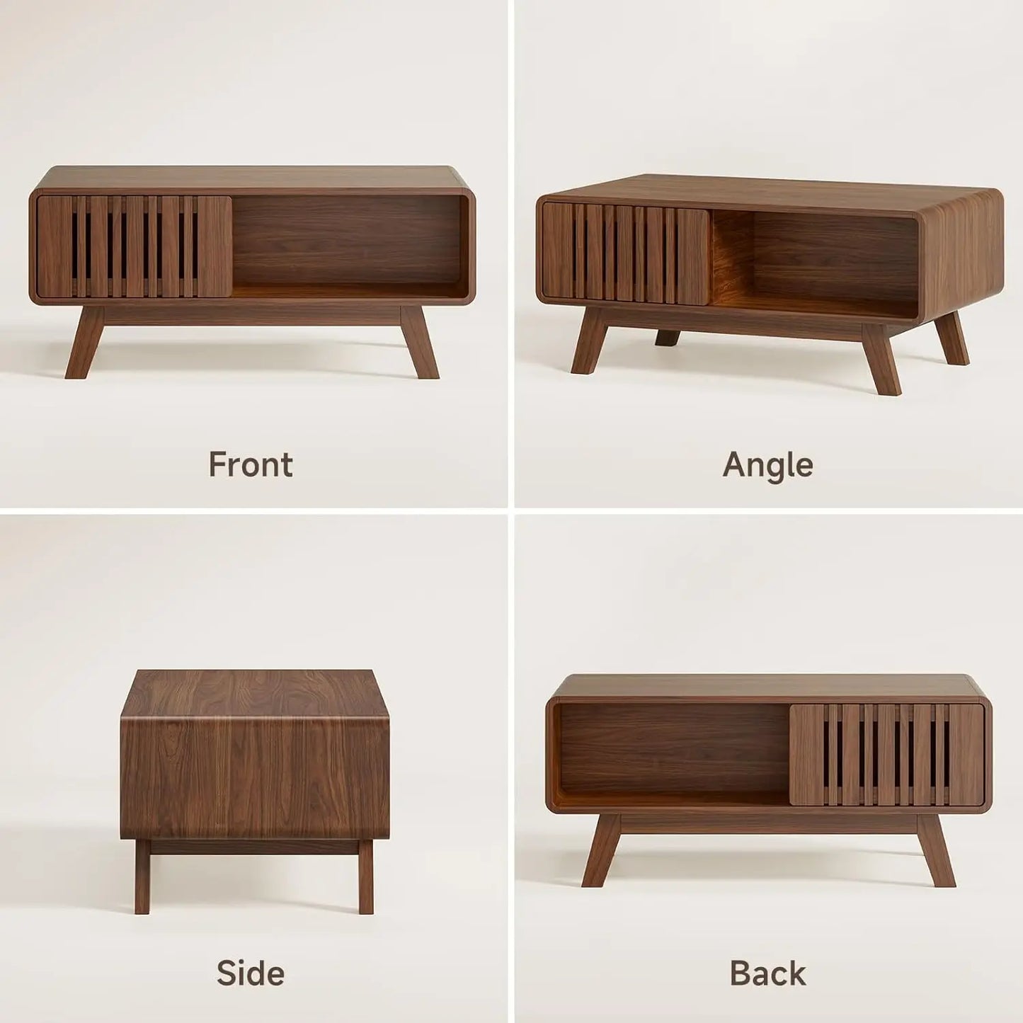 Mid-Century Coffee Table with Sliding Doors