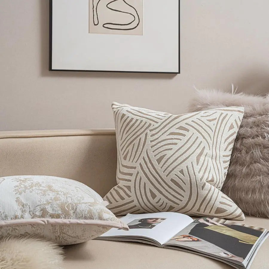 Luxury Chenille Jacquard Pillow Cover With Textured Detail
