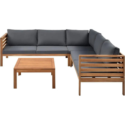 Outdoor Sofa Set with Acacia Wood and Cushioned Seating