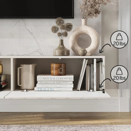 Floating Scandinavian TV Stand with Push-Open Storage