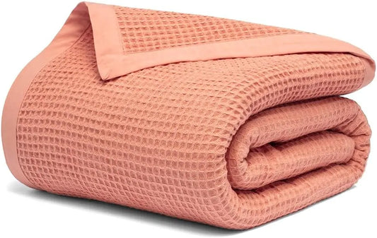 Organic Cotton Waffle Weave Throw Blanket with All Season Comfort