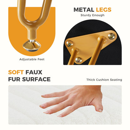 Faux Fur Vanity Stool with Hidden Storage