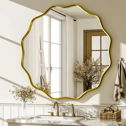 Wavy Round Deep Frame Wall Mirror