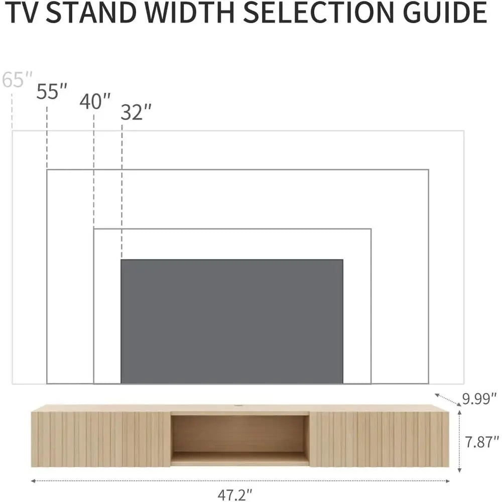 Natural Wood Floating TV Console
