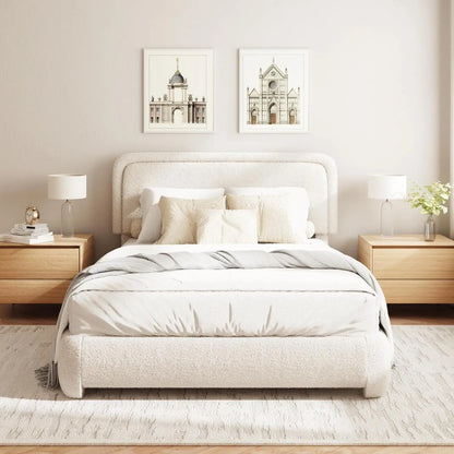 Bouclé Upholstered Queen Platform Bed