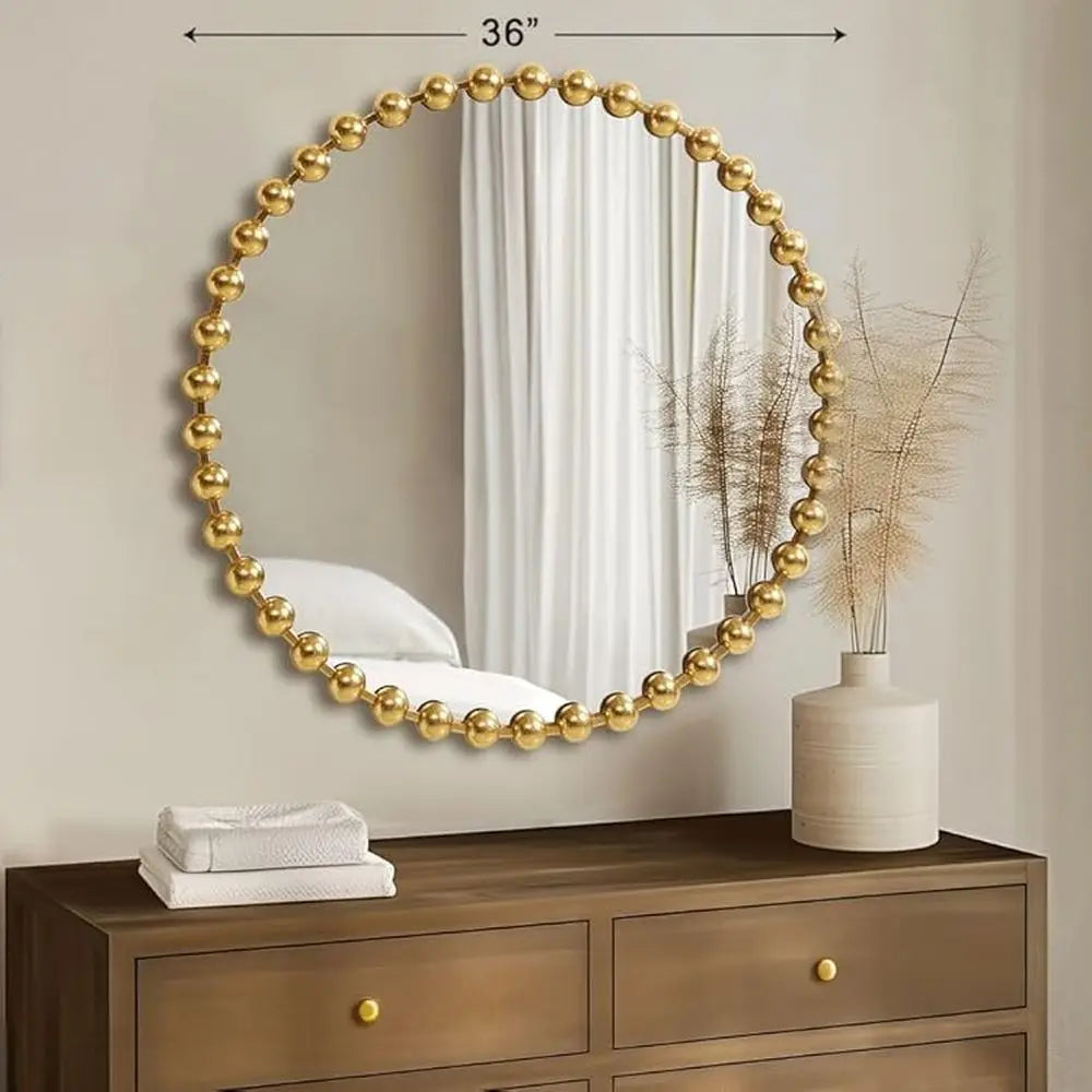 Round Iron Frame Statement Wall Mirror