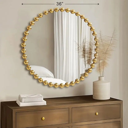 Round Iron Frame Statement Wall Mirror