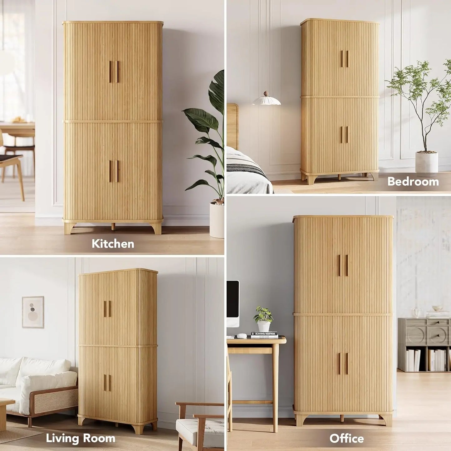 Tall Storage Cabinet with Sliding Door and Shelves