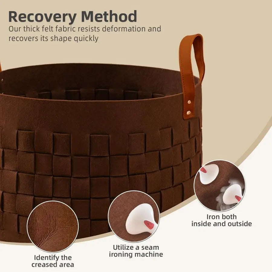 Oversized Felt Storage Basket with Handles