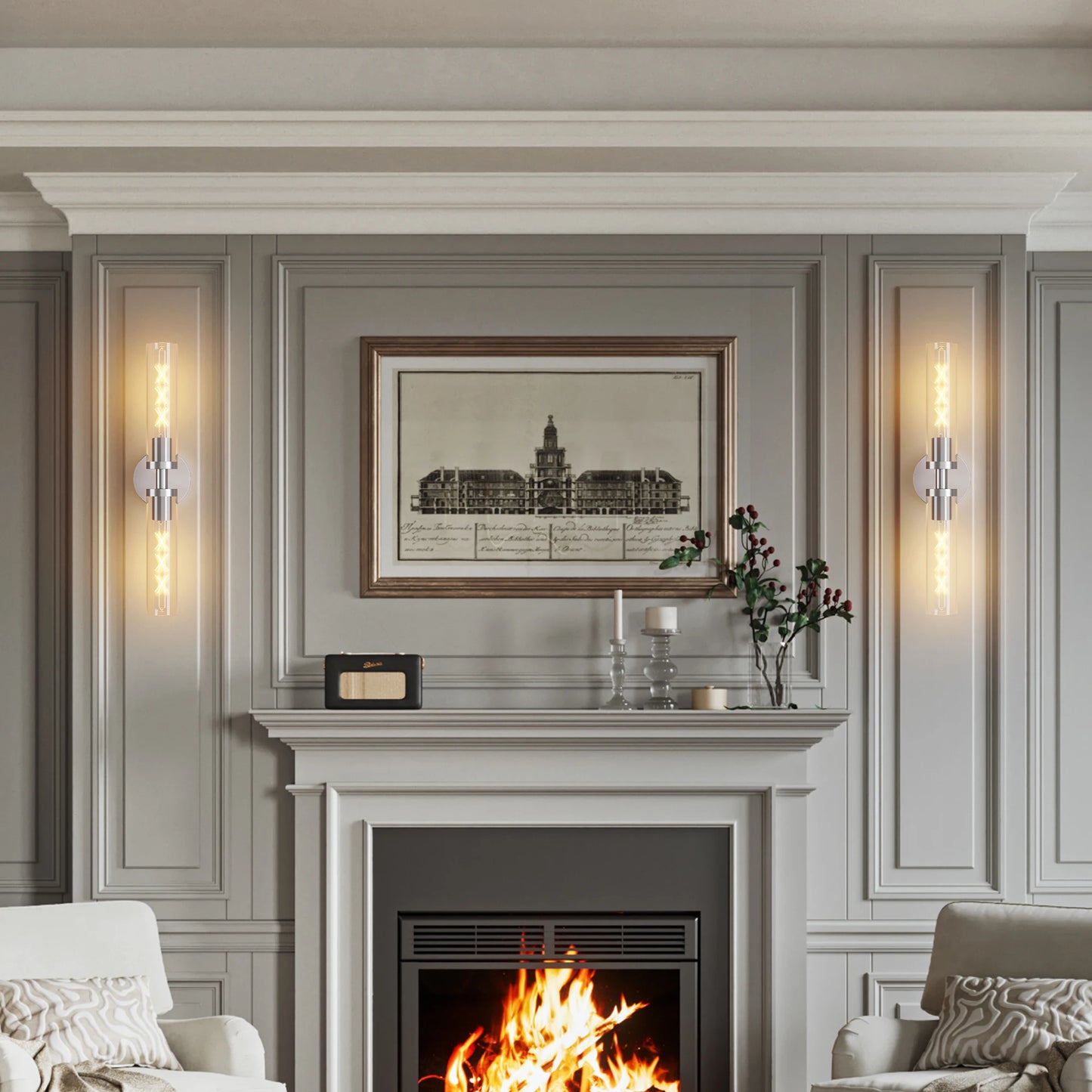Modern Glass Wall Sconce Set