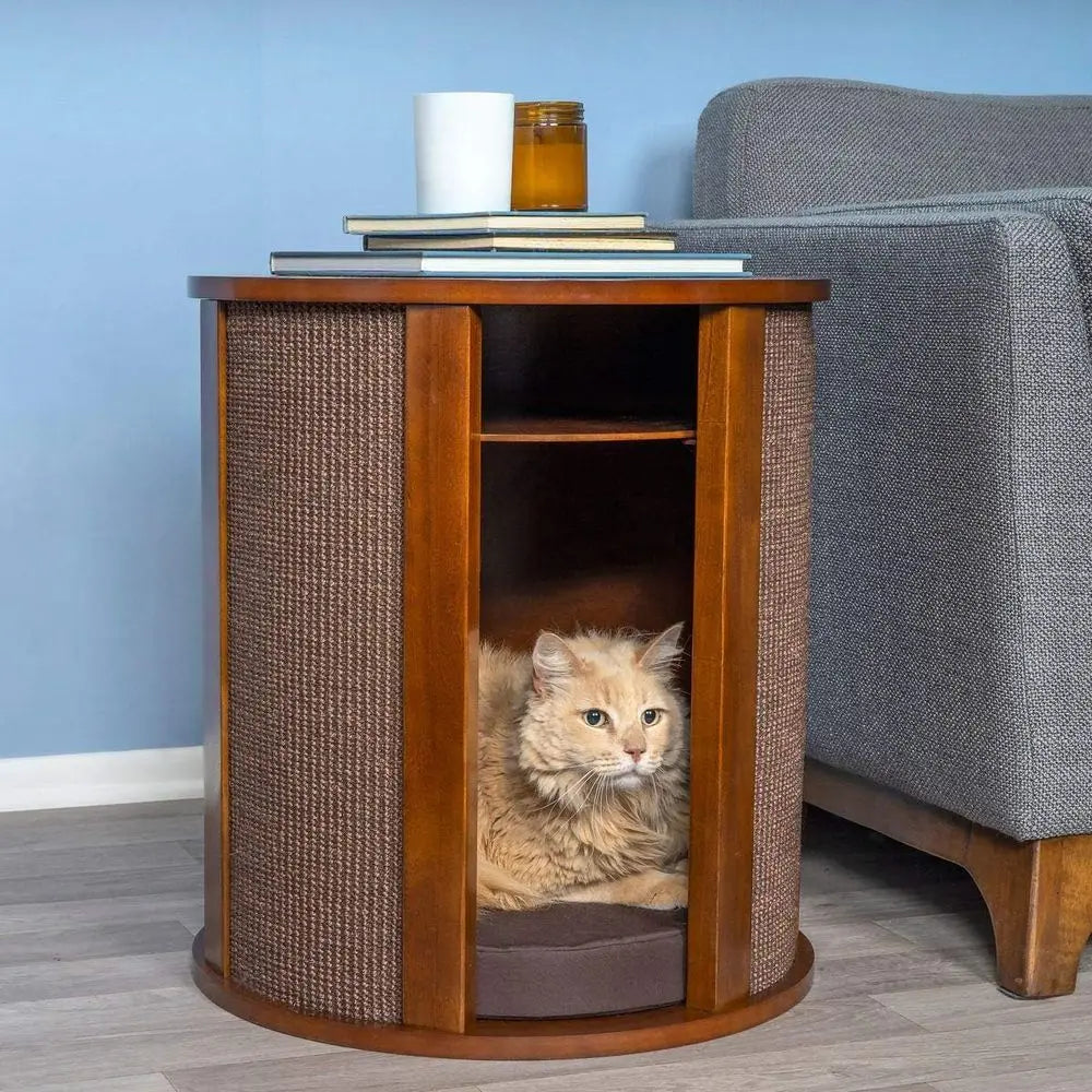 Cat Furniture End Table with Hidden Bed and Storage