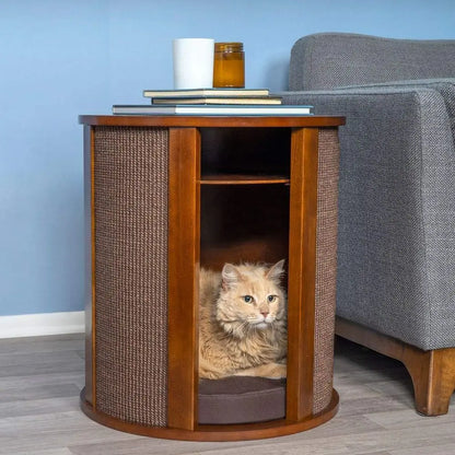 Cat Furniture End Table with Hidden Bed and Storage