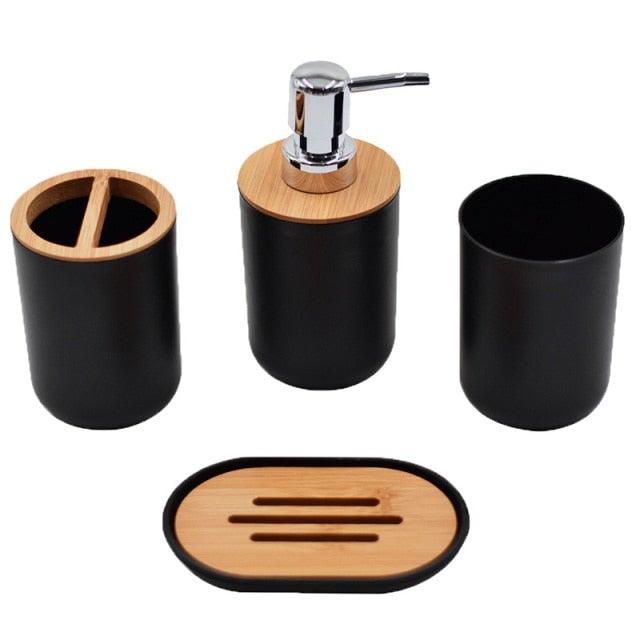 Bamboo Bathroom Accessories Set