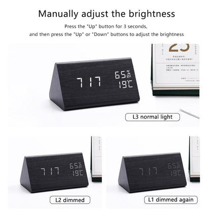 Digital LED Wooden Alarm Clock