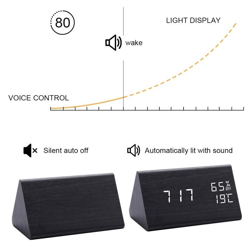 Digital LED Wooden Alarm Clock