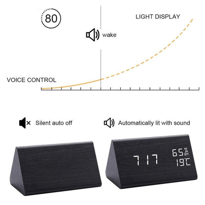 Digital LED Wooden Alarm Clock