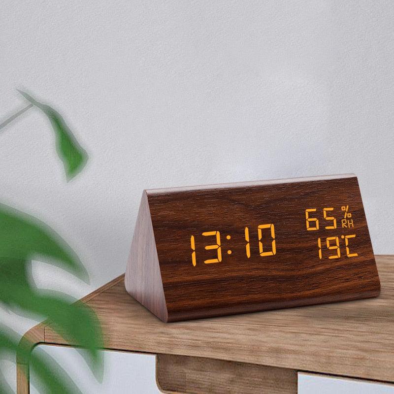 Digital LED Wooden Alarm Clock