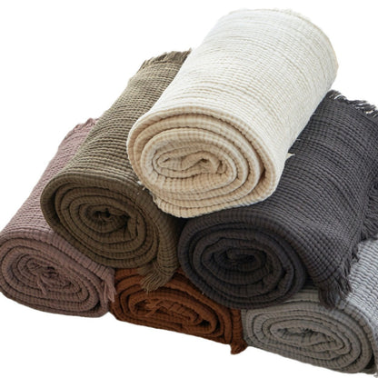 Japanese Four-Layer Muslin Cotton Tassel Throw Blanket