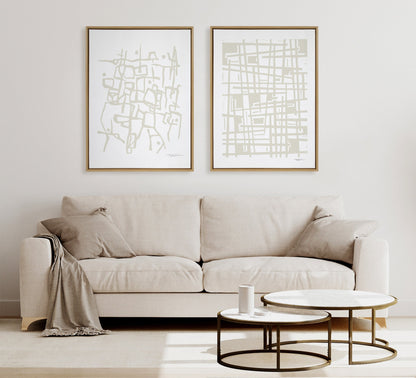 Sylvie Organic Lines Neutral Framed Canvas by Statement Goods