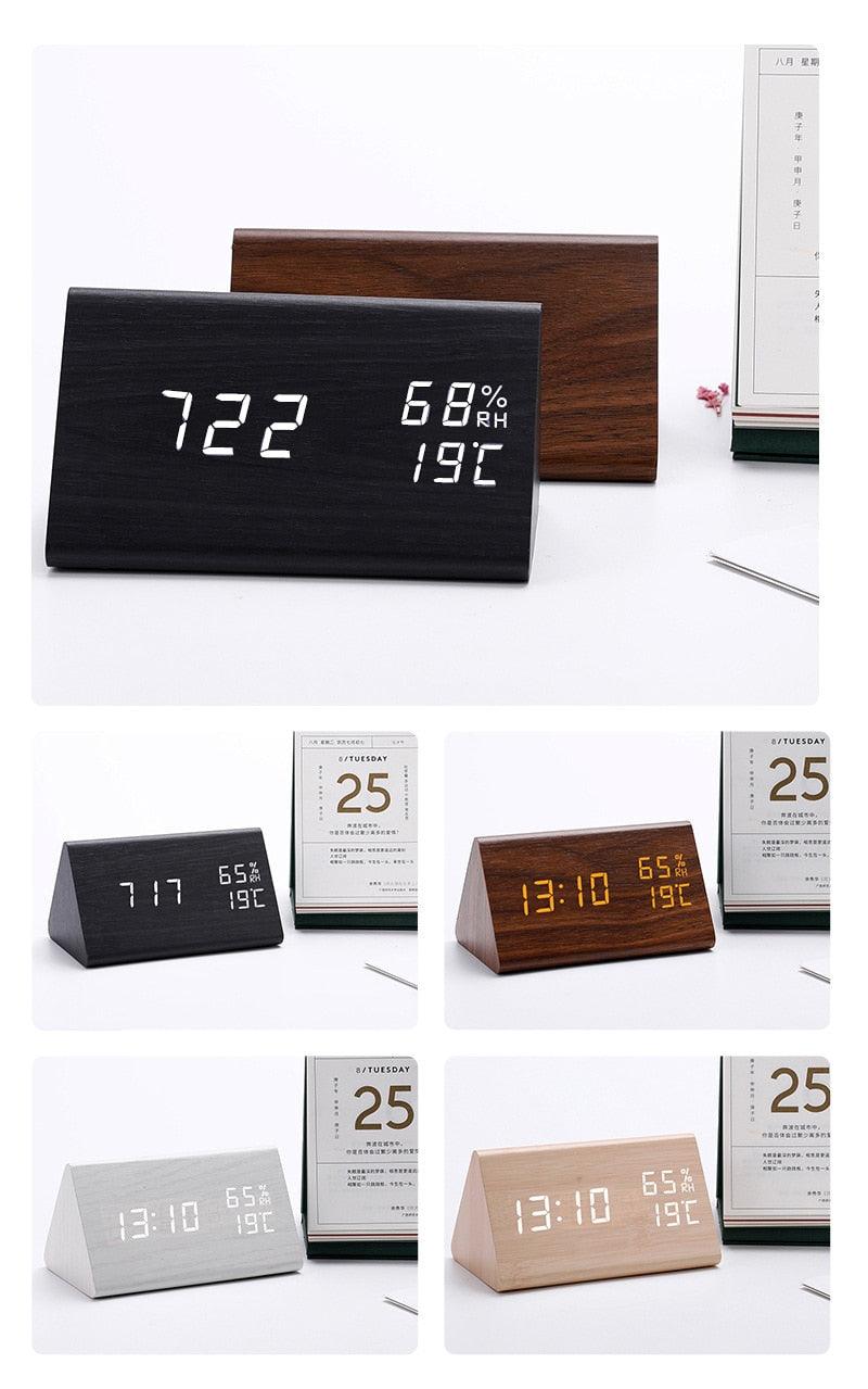 Digital LED Wooden Alarm Clock