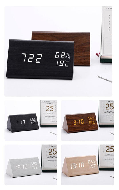 Digital LED Wooden Alarm Clock
