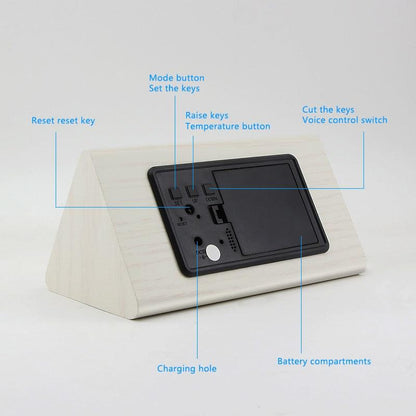 Digital LED Wooden Alarm Clock
