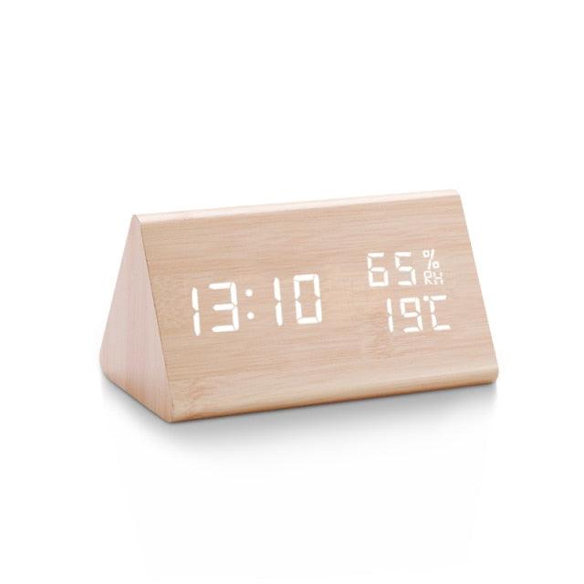 Digital LED Wooden Alarm Clock