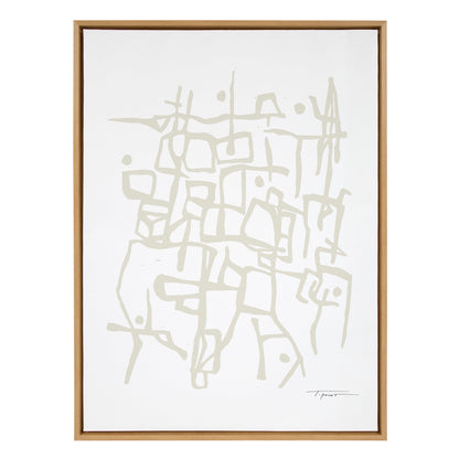 Sylvie Organic Lines Neutral Framed Canvas by Statement Goods
