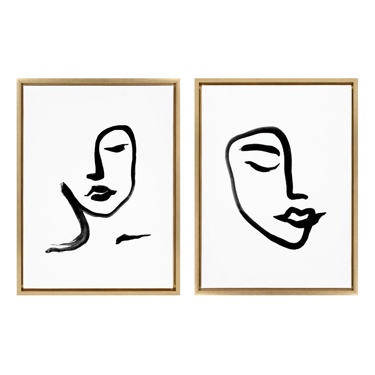 Sylvie Woman Face Art and Face Line Print Framed Canvas Art Set by Viola Kreczmer